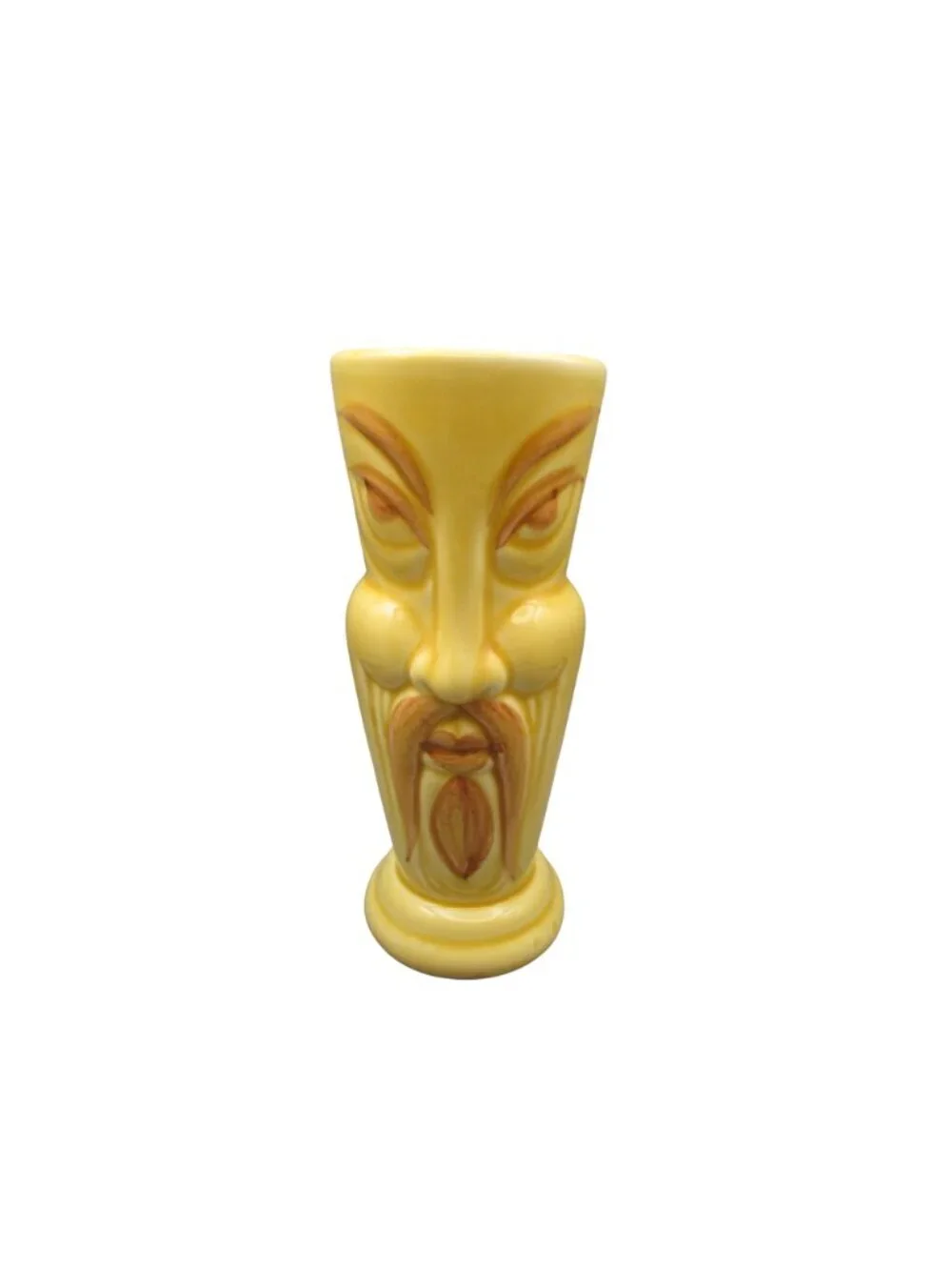 Orchids Of Hawaii Fu Manchu Yellow Ceramic Tiki Mug Vintage Taiwan 7